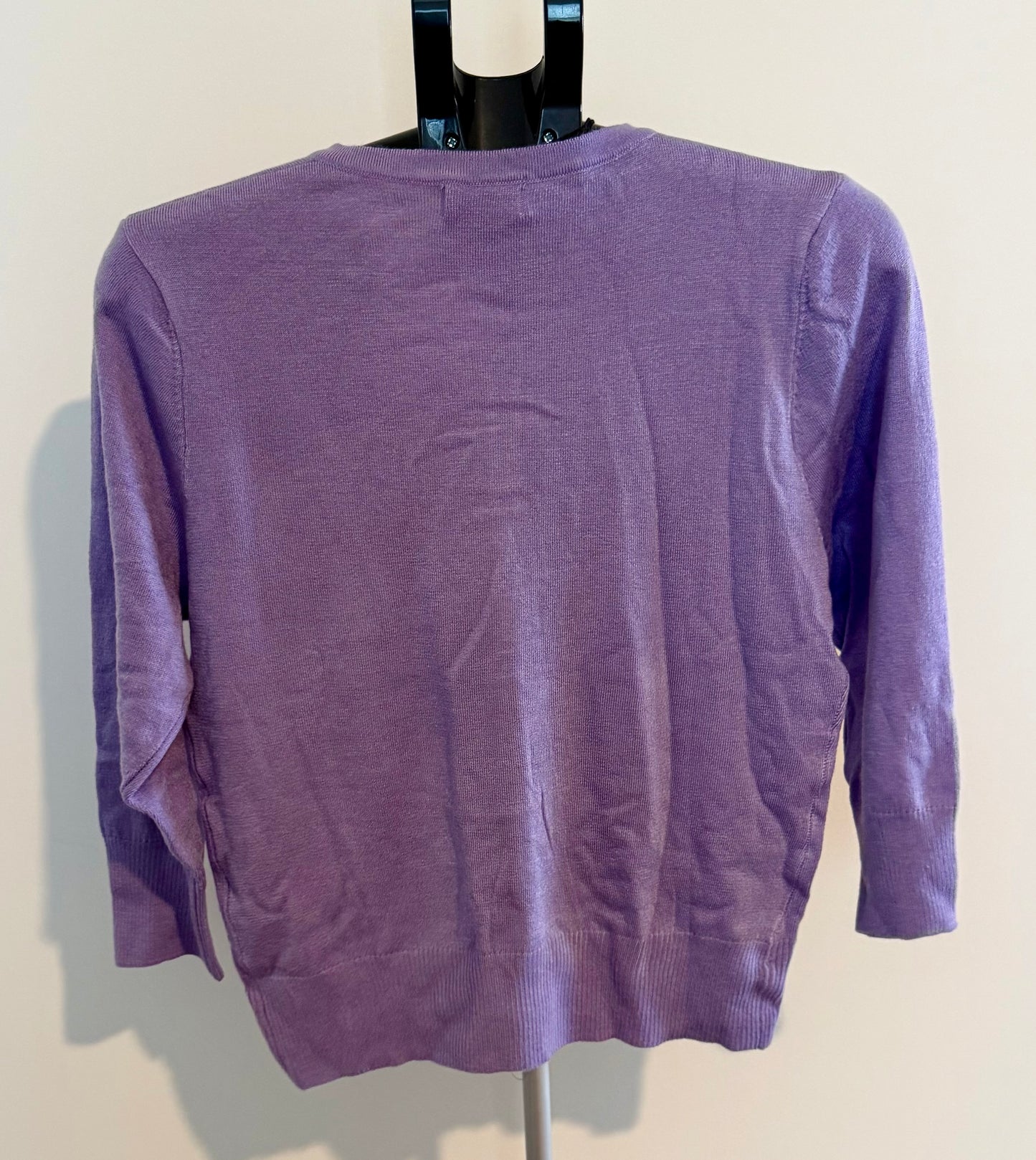 Lavender Button-Up Cardigan – Lightweight Knit Sweater SIZE LARGE