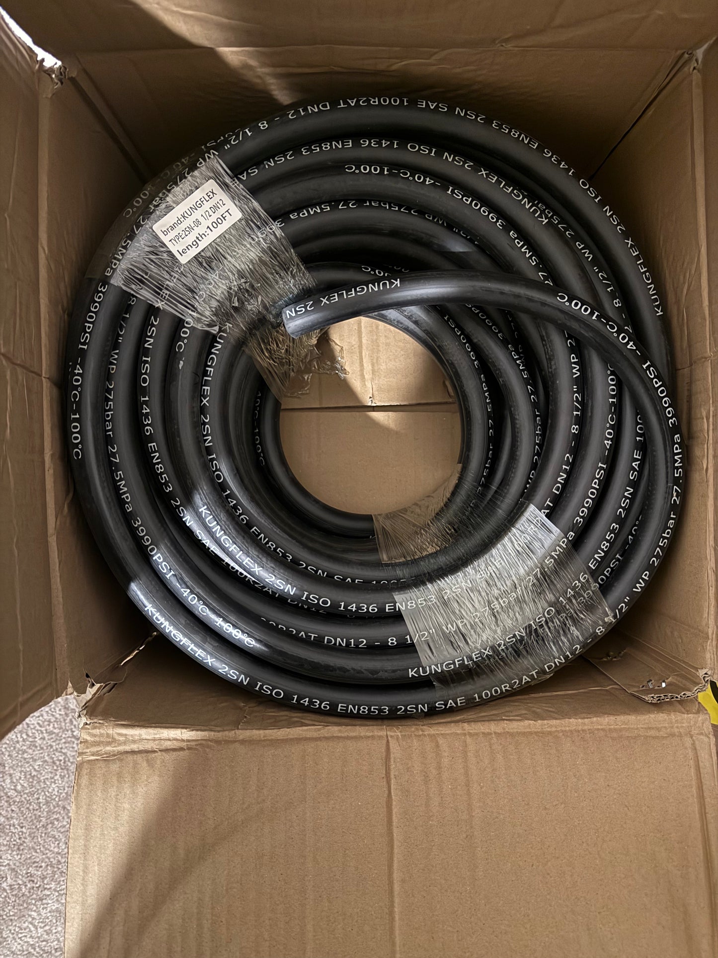 12mm 1/2 two wire braid rubber hose 100ft