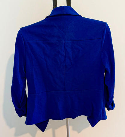 Royal Blue Open-Front Blazer – Rolled Sleeve Lightweight Jacket SIZE LARGE