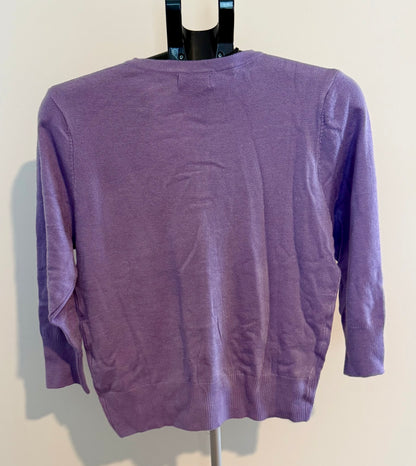Lavender Button-Up Cardigan – Lightweight Knit Sweater SIZE LARGE