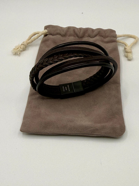 Braided Faux Leather Bracelet with Clasp