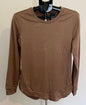 Women’s Brown Long-Sleeve Crew Neck Top – Soft Stretchy Casual Shirt SIZE SMALL