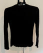 Black Ribbed Mock Neck Long Sleeve Top – Lettuce Edge Trim SIZE MEDIUM