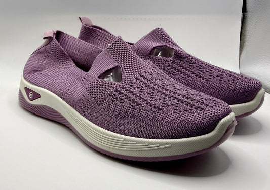 Women’s Purple Slip-On Knit Walking Sneakers – Lightweight Cushion Sole SIZE 36