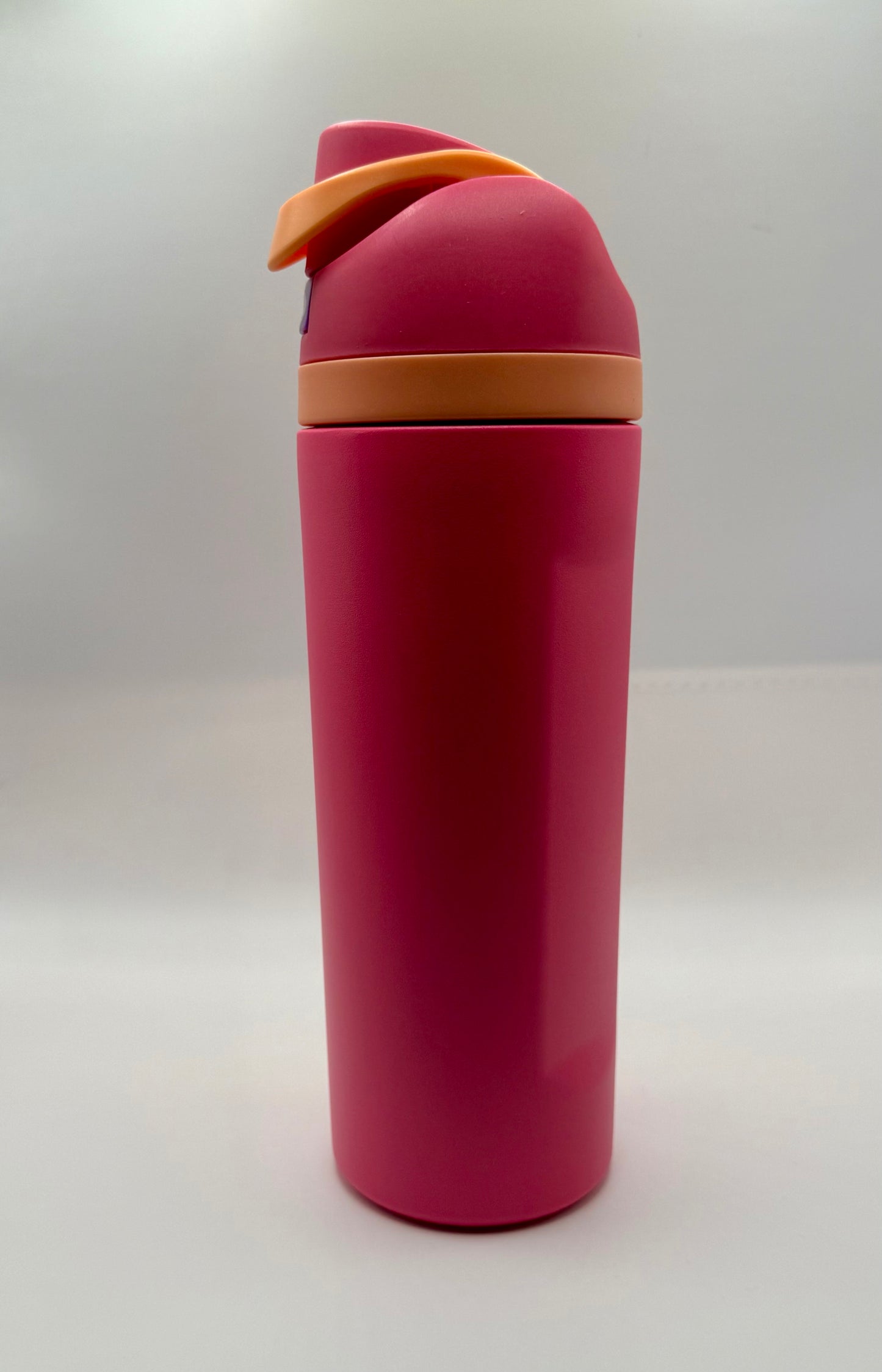 Pink & Orange Flip-Top Water Bottle – Spill-Proof Lid, Carry Loop