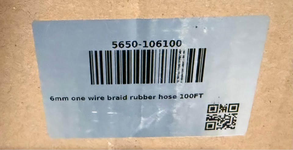 6mm 1/4 one wire braid rubber hose 100ft