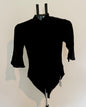 Black Mock Neck Long Sleeve Bodysuit – Ruffle Cuff Detail SIZE SMALL