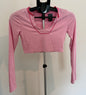 Pink Ribbed Long Sleeve Crop Top – Soft Stretchy Fit SIZE MEDIUM