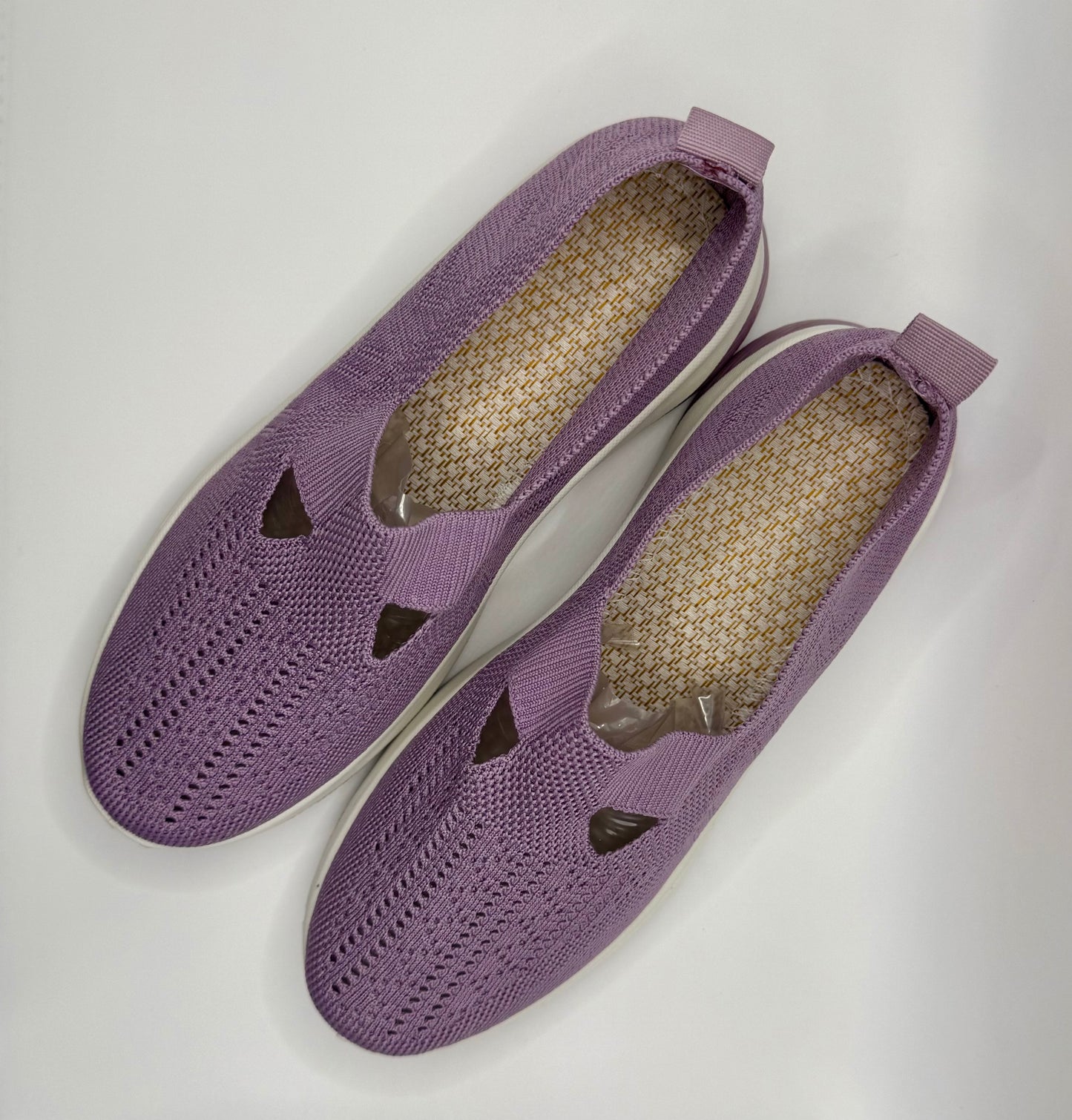 Women’s Purple Slip-On Knit Walking Sneakers – Lightweight Cushion Sole SIZE 36