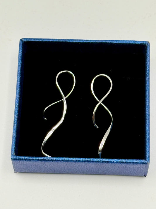 Silver Twist Drop Earrings