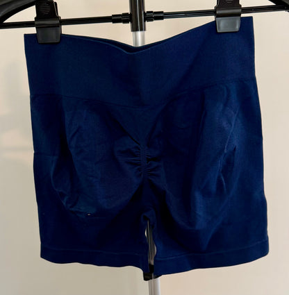 Women’s Navy Blue High-Waisted Biker Shorts | Seamless Fit | Activewear SIZE LARGE