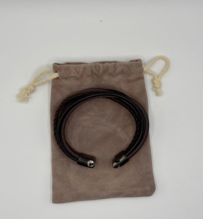 Braided Faux Leather Bracelet with Clasp