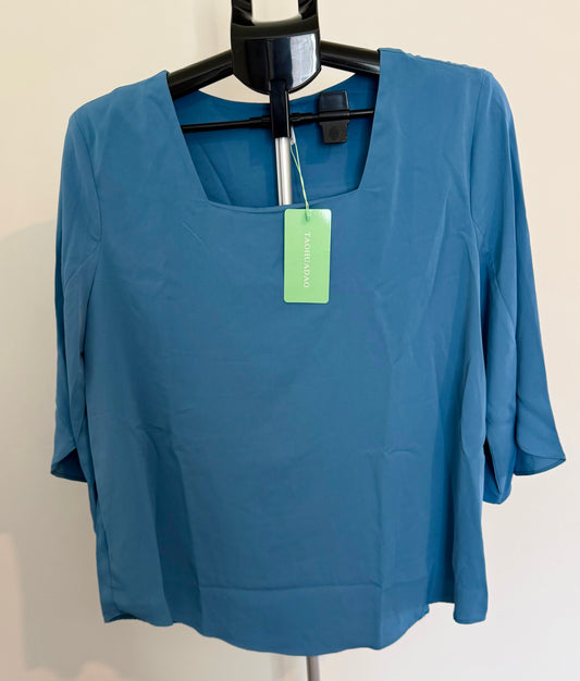 Women’s Blue Square Neck Blouse – ¾ Sleeve Flow Top (New with Tags) SIZE XL