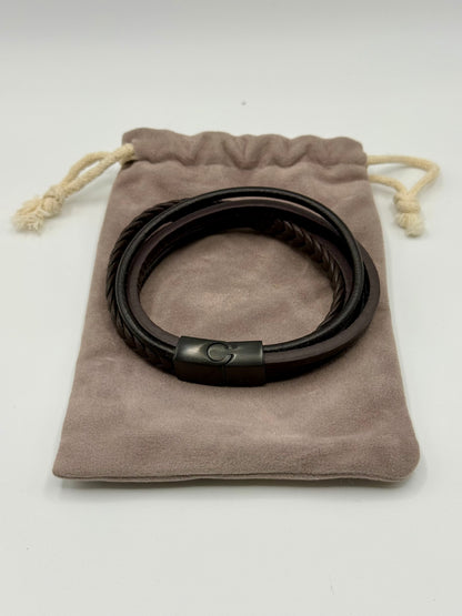 Braided Faux Leather Bracelet with Clasp