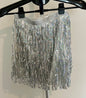 Silver Sequin Fringe Mini Skirt – Sparkly Party / Dance Skirt SIZE 4-6