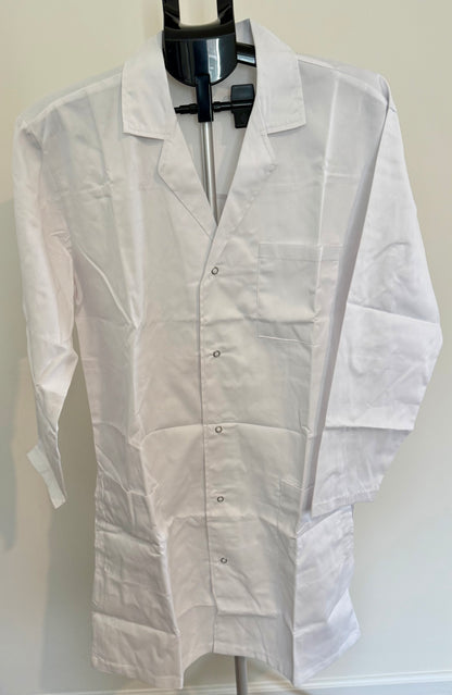 Unisex White Lab Coat | Long Sleeve | Snap Front | Multi-Pocket Professional Uniform SIZE MEDIUM