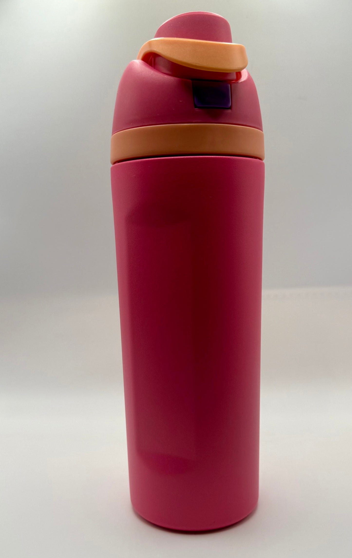 Pink & Orange Flip-Top Water Bottle – Spill-Proof Lid, Carry Loop