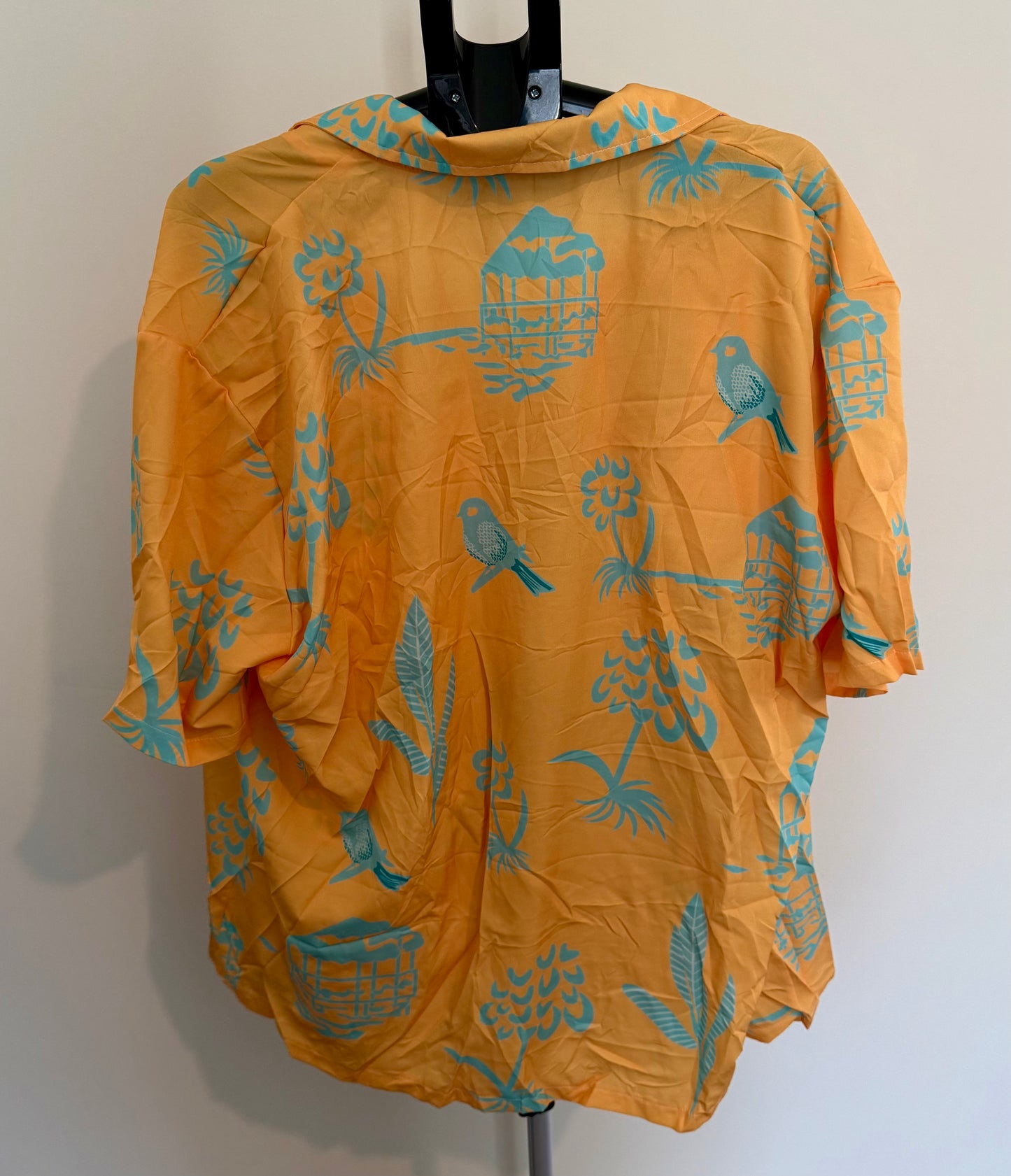 Women’s Tropical Lounge Set – Orange & Teal 2-Piece Button-Down and Shorts/Top SIZE 3XL