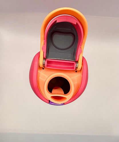 Pink & Orange Flip-Top Water Bottle – Spill-Proof Lid, Carry Loop