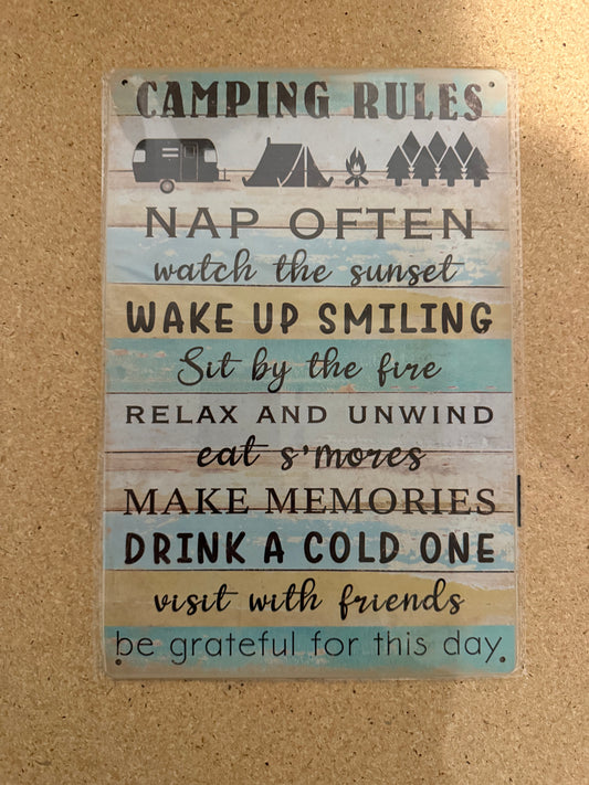 Metal Sign “Camping Rules”